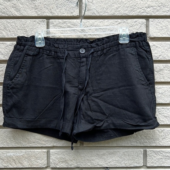 Old Navy Black Linen Blend Shorts Sz 8 - Picture 1 of 8